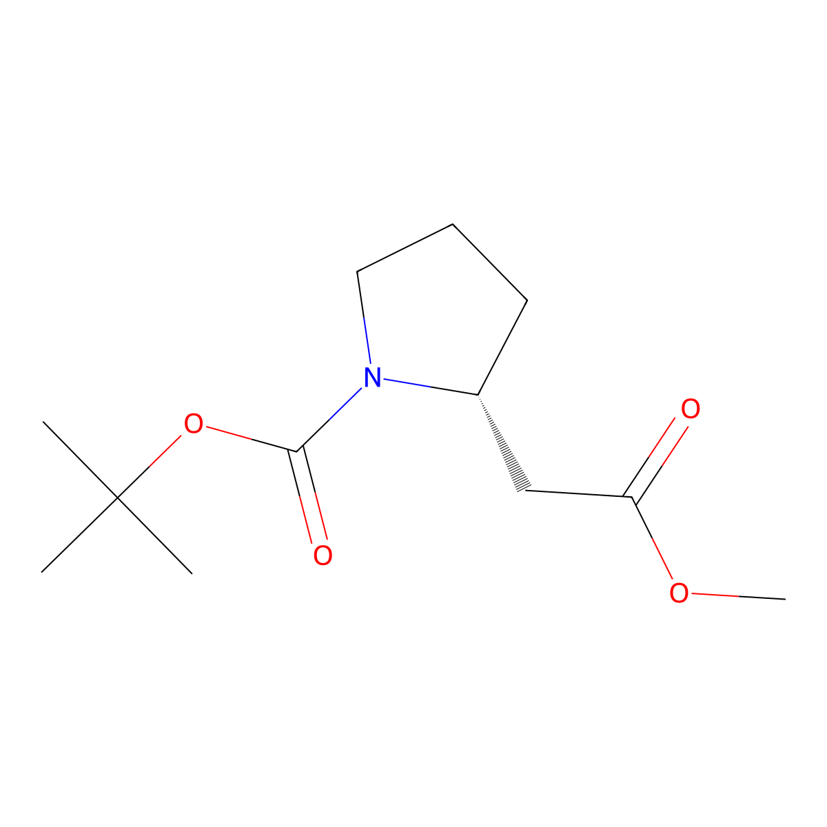 tert-butyl (2R)-2-(2-methoxy-2-oxoethyl)pyrrolidine-1-carboxylate molecular structure, CAS 132482-05-4