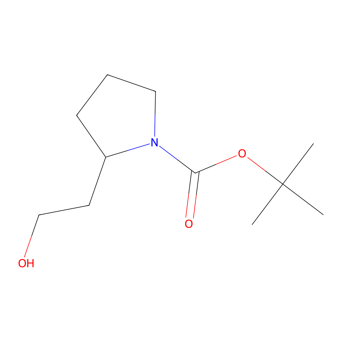 tert-butyl (2R)-2-(2-hydroxyethyl)pyrrolidine-1-carboxylate molecular structure, CAS 132482-06-5