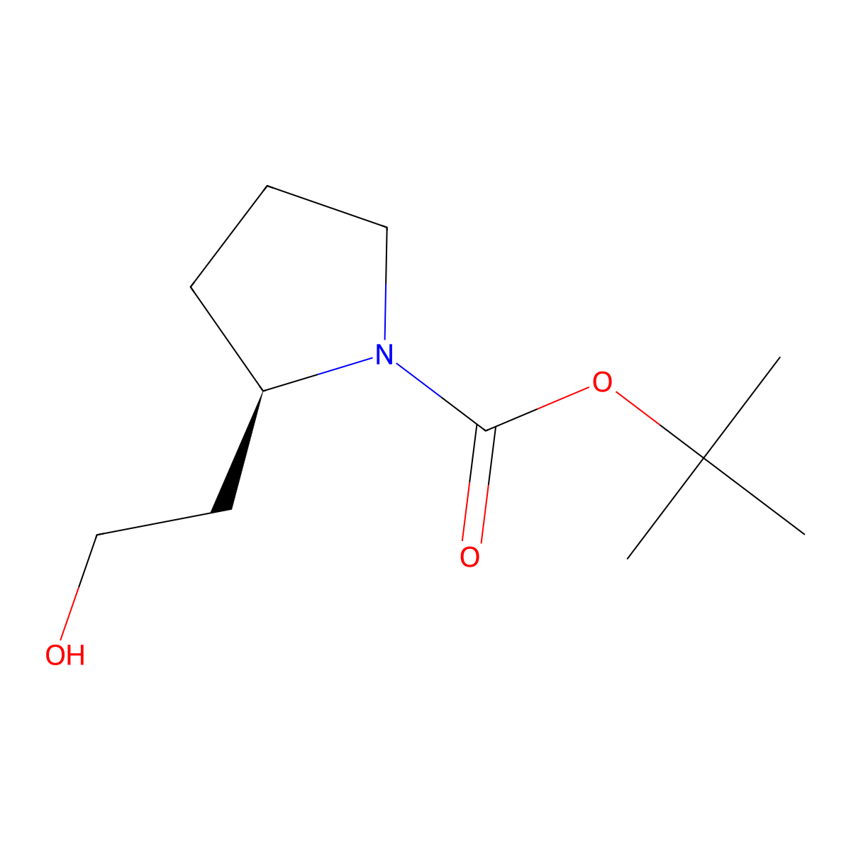 tert-butyl (2R)-2-(2-hydroxyethyl)pyrrolidine-1-carboxylate molecular structure, CAS 132482-06-5