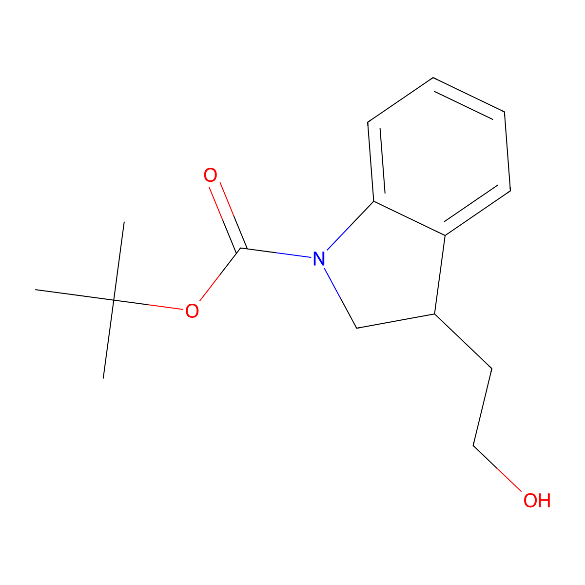 tert-butyl 3-(2-hydroxyethyl)-2,3-dihydro-1H-indole-1-carboxylate molecular structure, CAS 132483-19-3