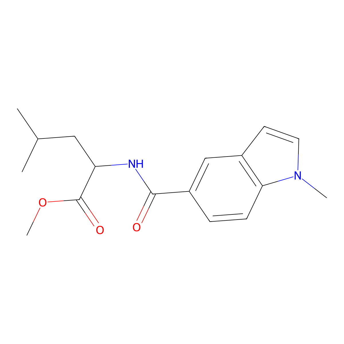 (S)-methyl 4-methyl-2-(1-methyl-1H-indole-5-carboxamido)pentanoate molecular structure, CAS 1324845-94-4