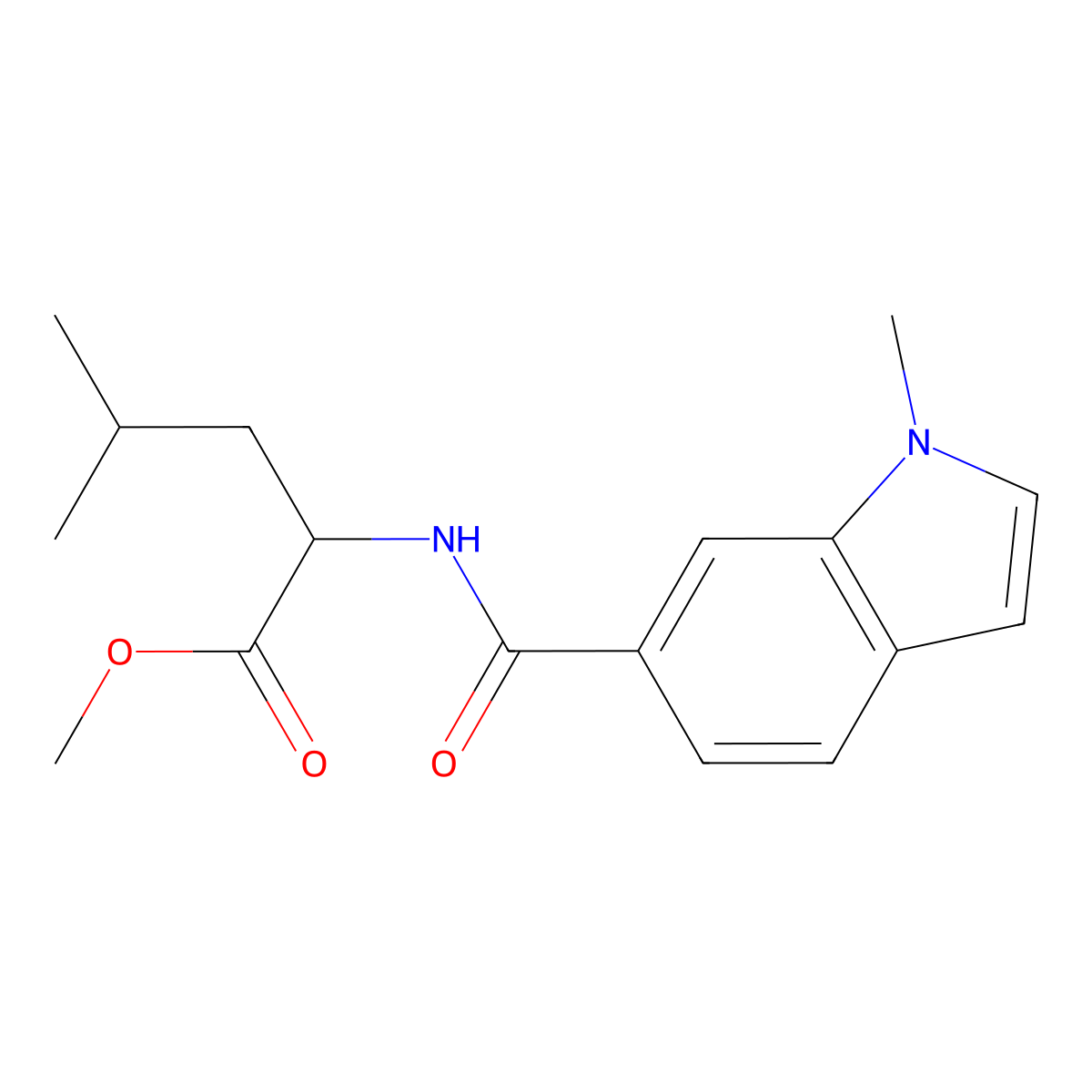 (S)-methyl 4-methyl-2-(1-methyl-1H-indole-6-carboxamido)pentanoate molecular structure, CAS 1324847-38-2