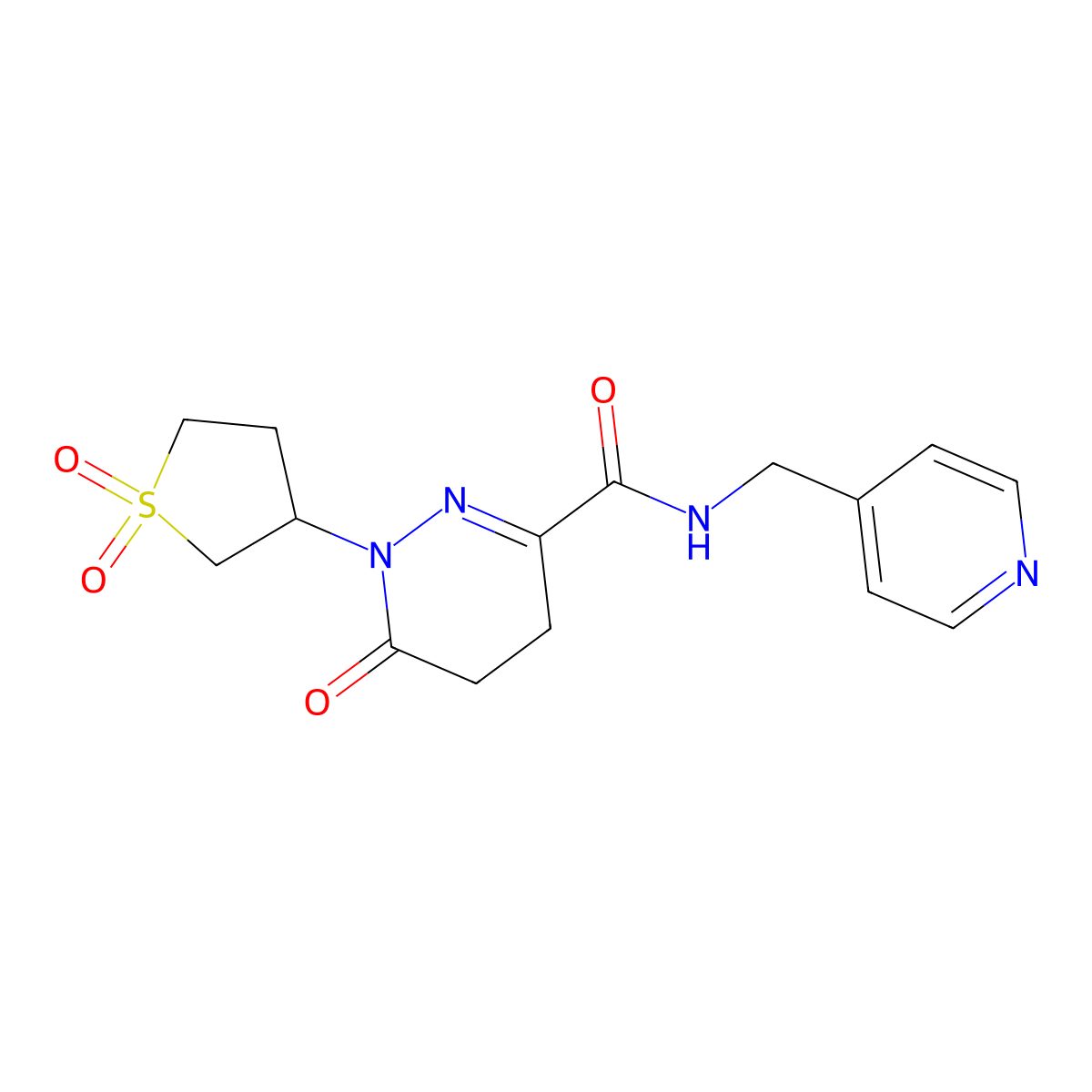 1-(1,1-dioxo-1lambda6-thiolan-3-yl)-6-oxo-N-[(pyridin-4-yl)methyl]-1,4,5,6-tetrahydropyridazine-3-carboxamide molecular structure, CAS 1324853-58-8