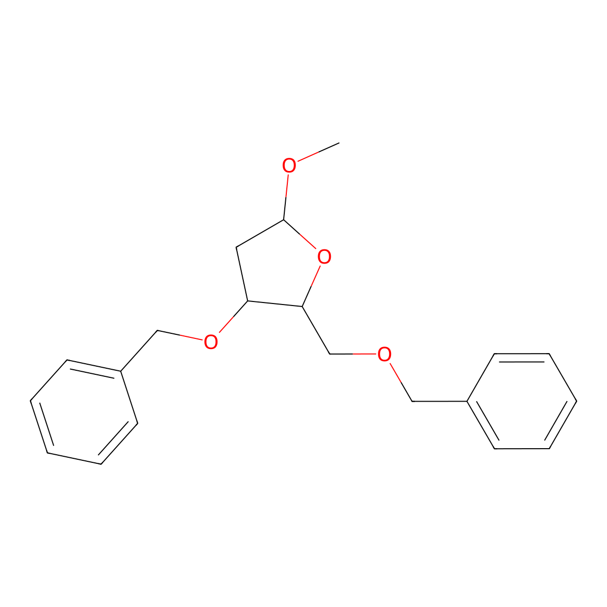 5-Methoxy-3-phenylmethoxy-2-(phenylmethoxymethyl)oxolane molecular structure, CAS 132487-16-2