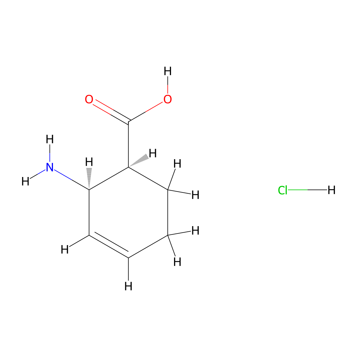 (1S,2R)-(-)-2-AMINOCYCLOHEX-3-ENECARBOXYLIC ACID hydrochloride molecular structure, CAS 132487-40-2