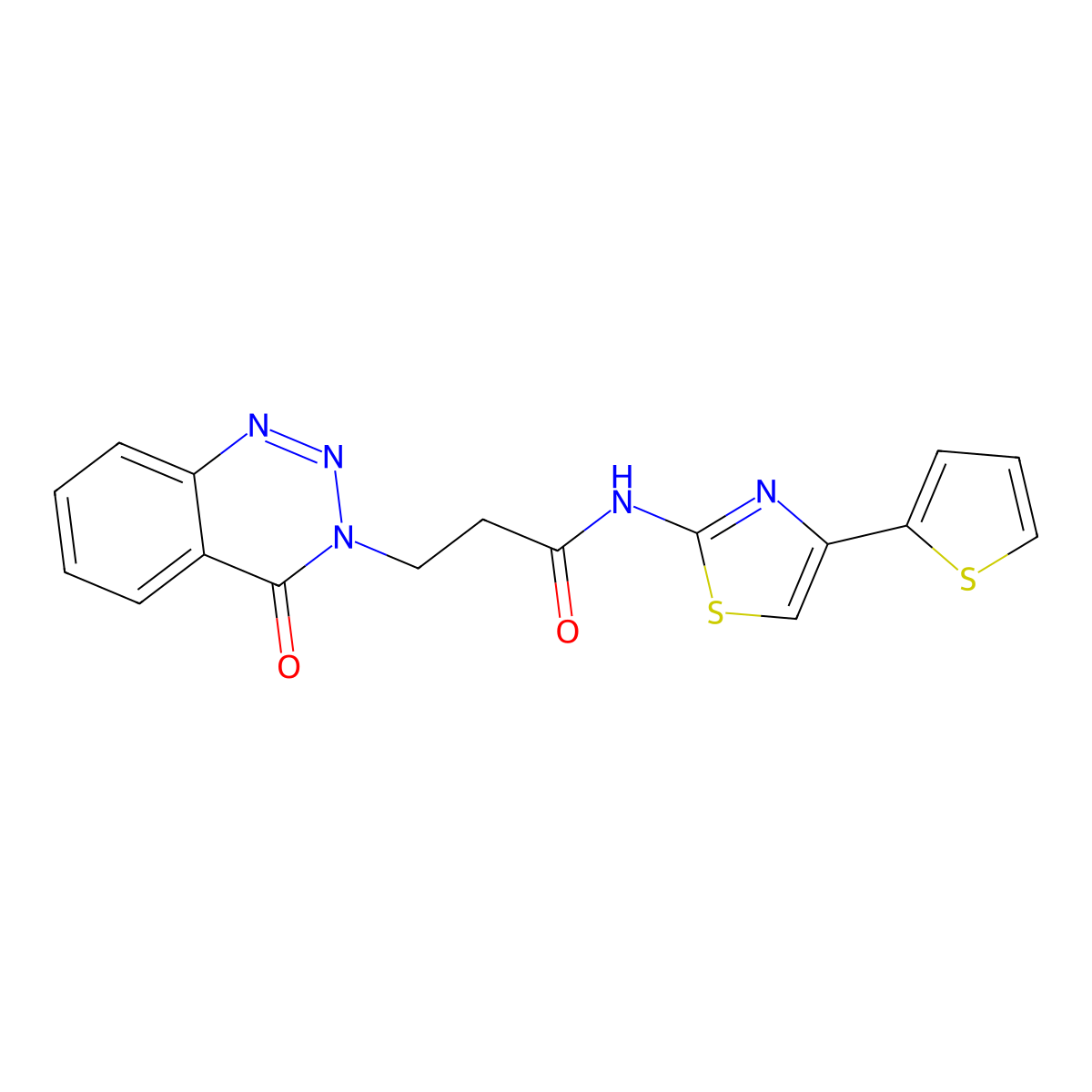 3-(4-oxo-1,2,3-benzotriazin-3(4H)-yl)-N-[4-(thiophen-2-yl)-1,3-thiazol-2-yl]propanamide molecular structure, CAS 1324876-56-3