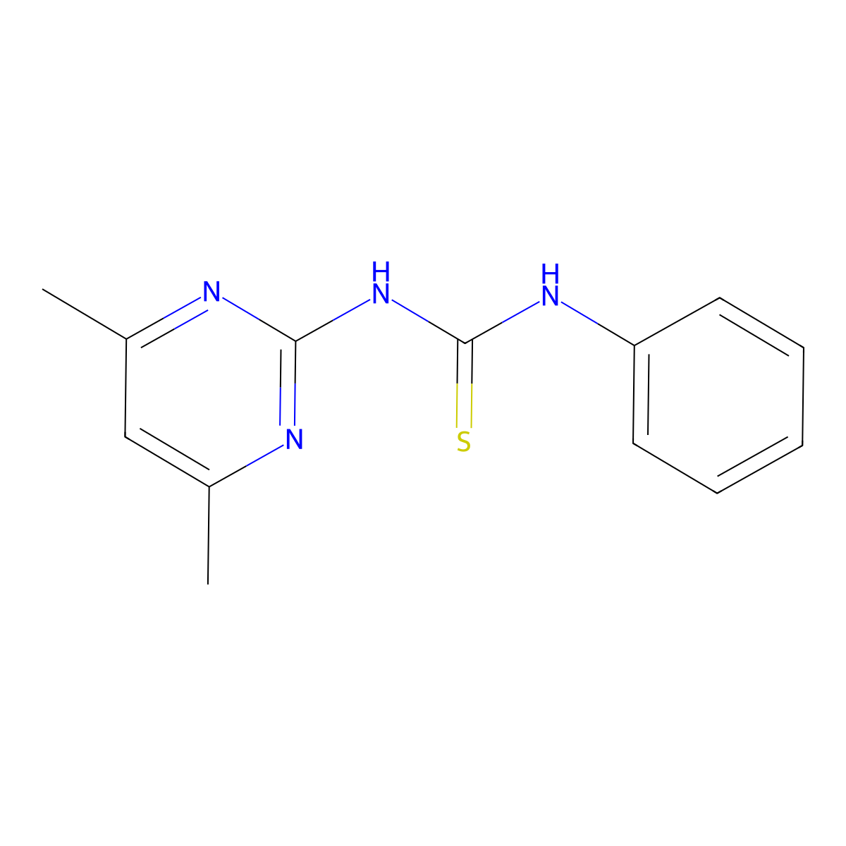 1-(4,6-Dimethylpyrimidin-2-yl)-3-phenylthiourea molecular structure, CAS 13249-17-7