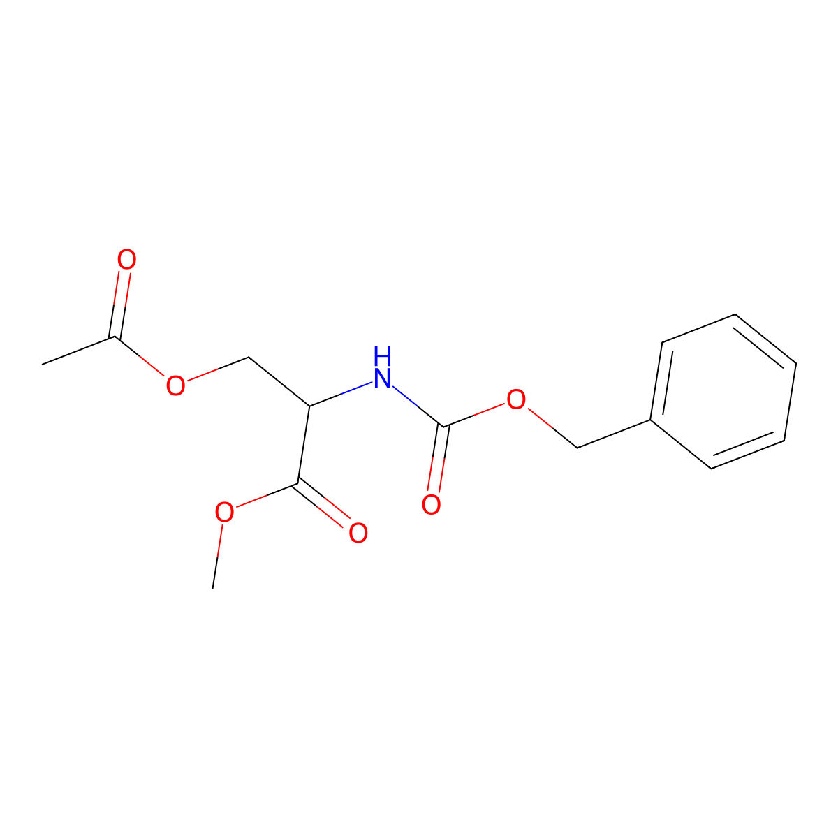 Methyl 3-(acetyloxy)-2-{[(benzyloxy)carbonyl]amino}propanoate molecular structure, CAS 13249-82-6