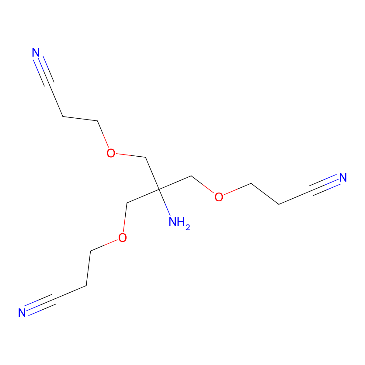 Tris(2-cyanoethoxymethyl)aminomethane molecular structure, CAS 132491-89-5