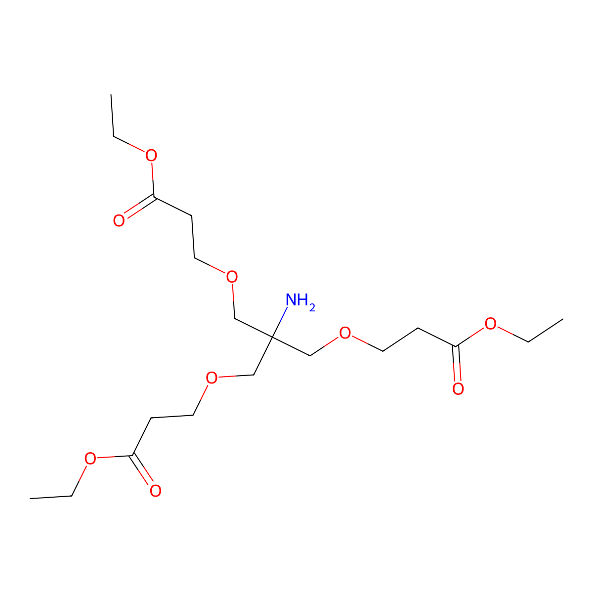 3-[2-Amino-3-(2-ethoxycarbonyl-ethoxy)-2-(2-ethoxycarbonyl-ethoxymethyl)-propoxy]-propionic acid ethyl ester molecular structure, CAS 132491-90-8