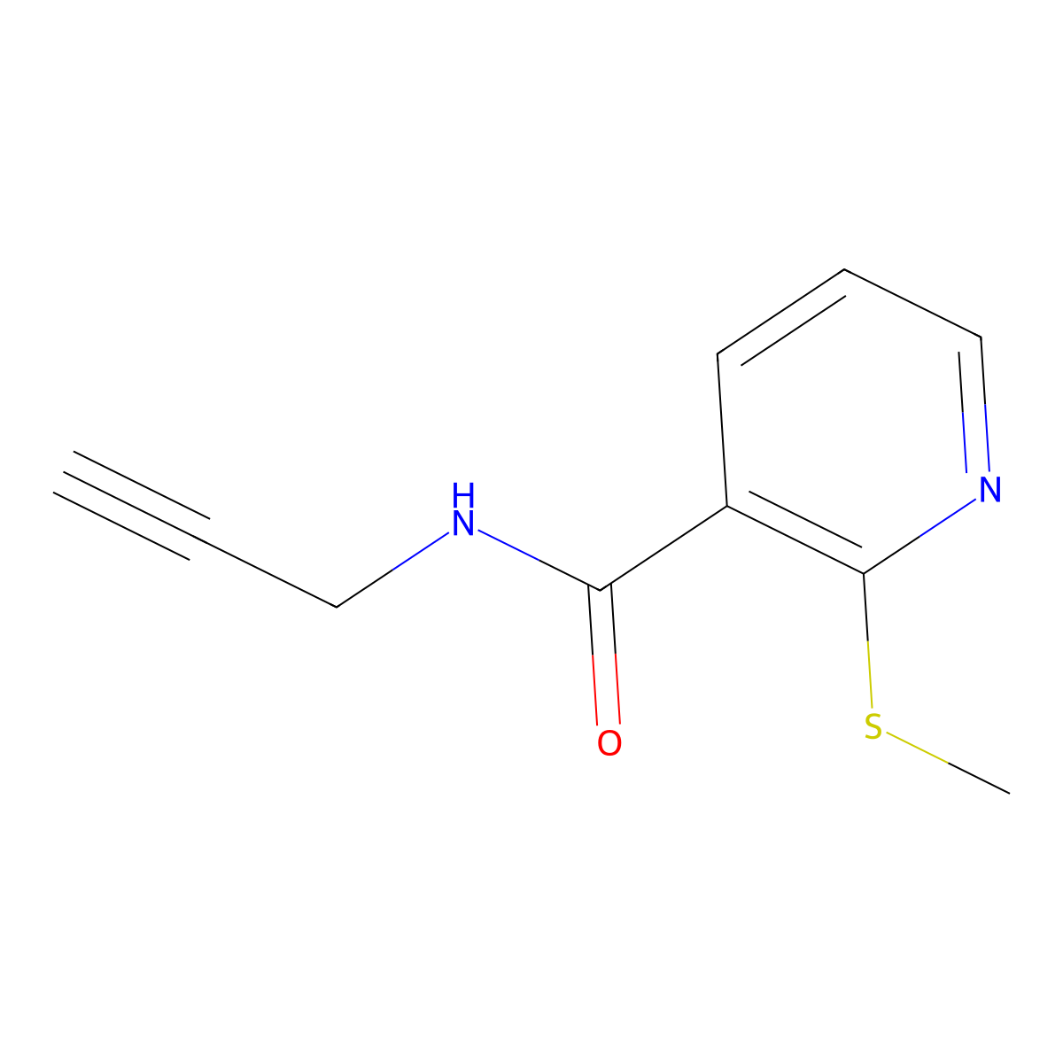 2-(methylthio)-N-(prop-2-yn-1-yl)nicotinamide molecular structure, CAS 1324930-38-2