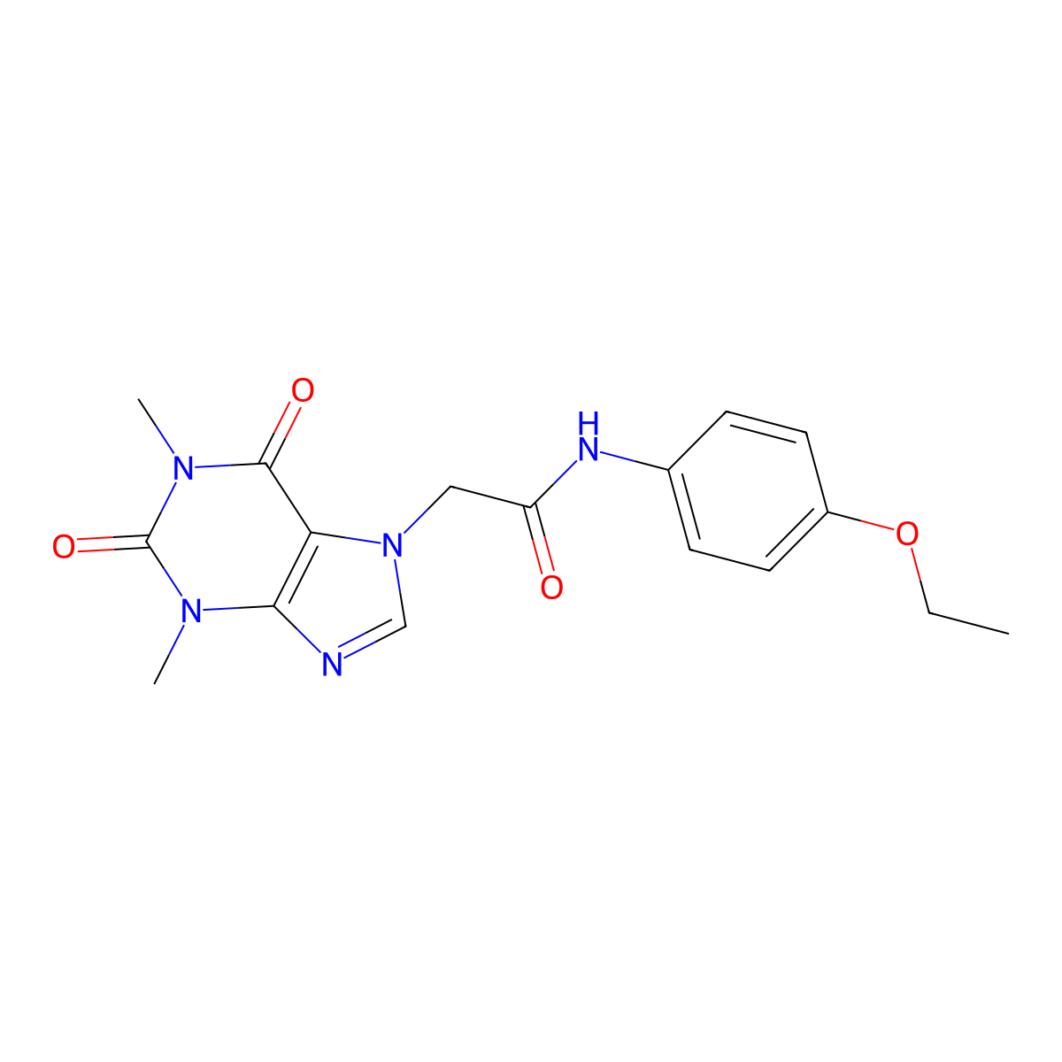 2-(1,3-dimethyl-2,6-dioxo-1,2,3,6-tetrahydro-7H-purin-7-yl)-N-(4-ethoxyphenyl)acetamide molecular structure, CAS 132494-57-6