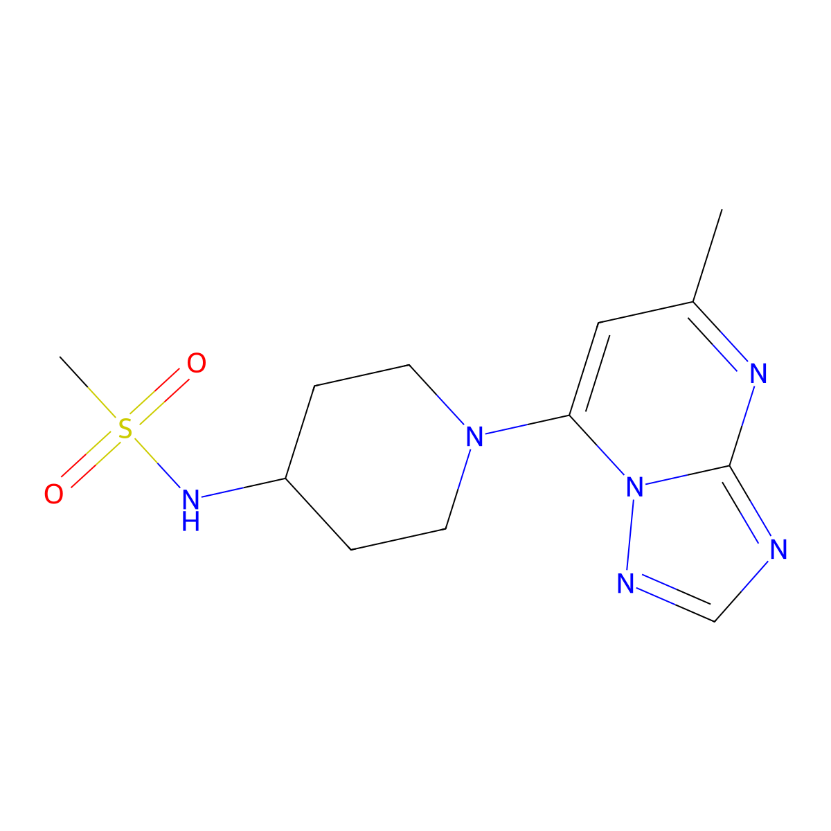 N-(1-{5-methyl-[1,2,4]triazolo[1,5-a]pyrimidin-7-yl}piperidin-4-yl)methanesulfonamide molecular structure, CAS 1324958-88-4