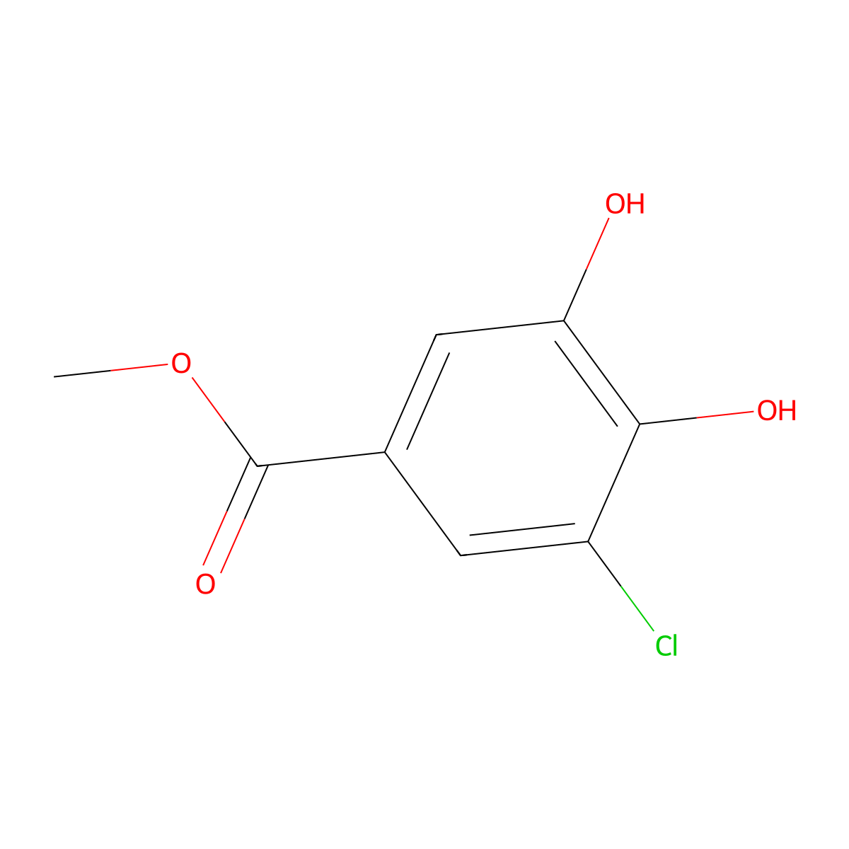 Methyl 3-chloro-4,5-dihydroxybenzoate molecular structure, CAS 132496-77-6