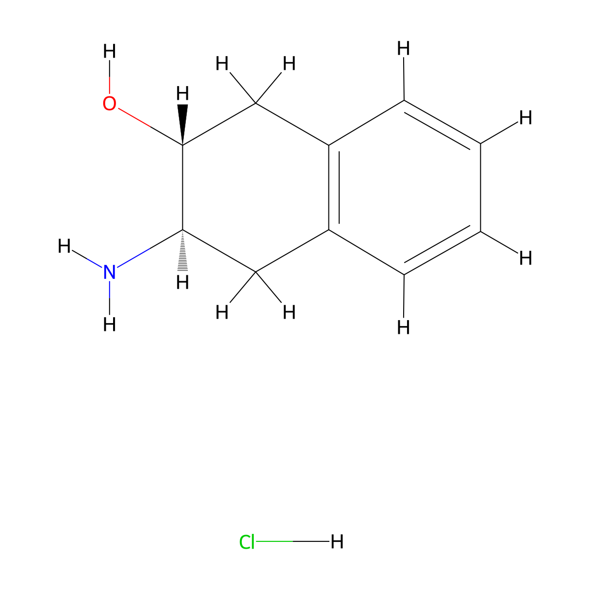 rac-(2R,3R)-3-amino-1,2,3,4-tetrahydronaphthalen-2-ol hydrochloride molecular structure, CAS 132499-55-9
