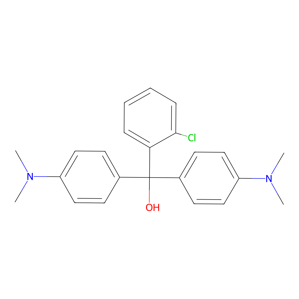 Benzenemethanol, 2-chloro-alpha,alpha-bis(4-(dimethylamino)phenyl)- molecular structure, CAS 1325-73-1