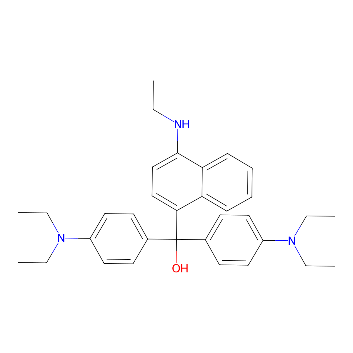 1-Naphthalenemethanol, alpha,alpha-bis(4-(diethylamino)phenyl)-4-(ethylamino)- molecular structure, CAS 1325-86-6