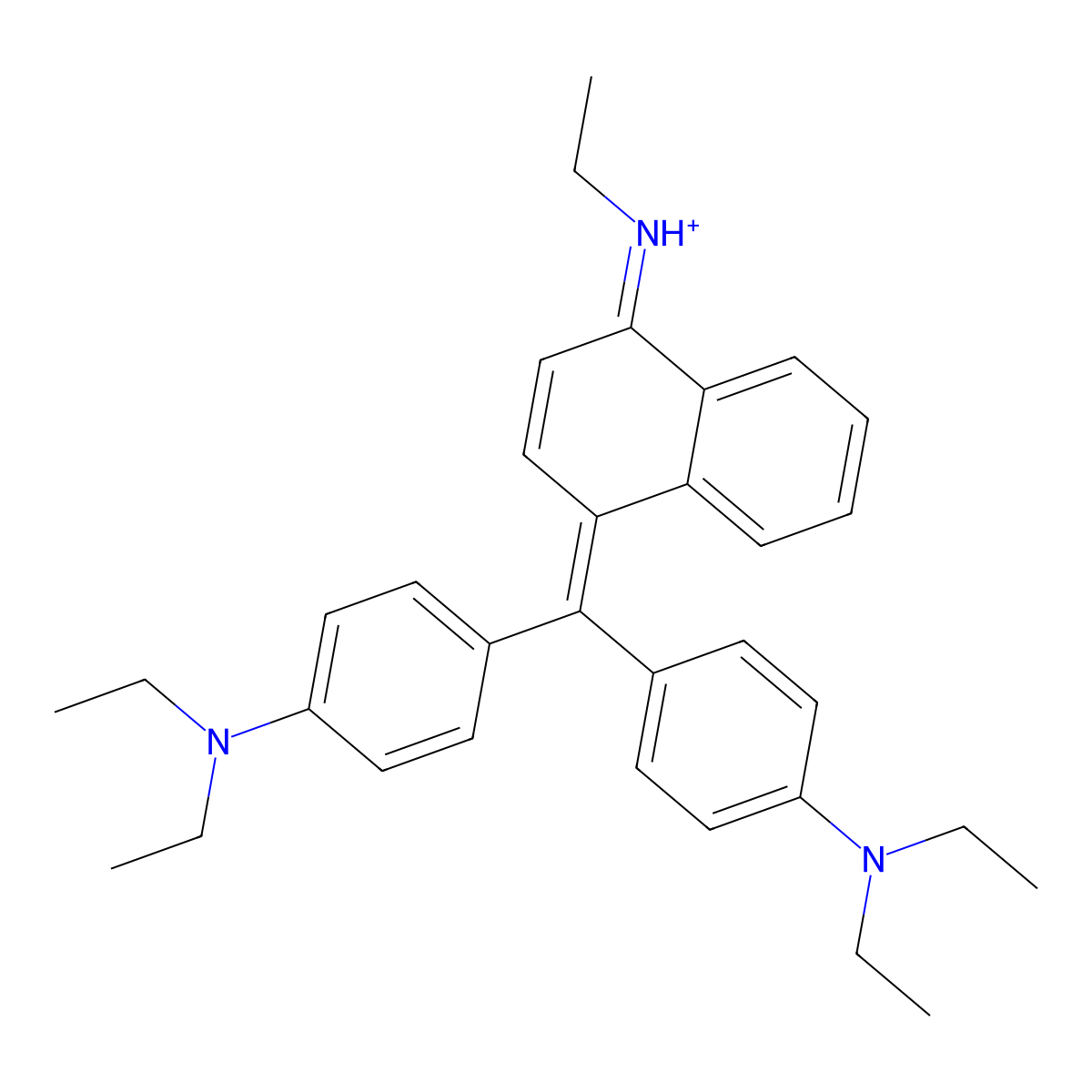 [4-[Bis[4-(diethylamino)phenyl]methylidene]naphthalen-1-ylidene]-ethylazanium molecular structure, CAS 1325-87-7