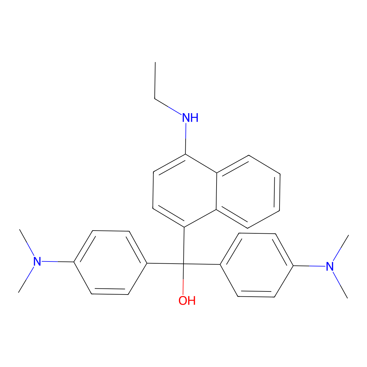 1-Naphthalenemethanol, alpha,alpha-bis(4-(dimethylamino)phenyl)-4-(ethylamino)- molecular structure, CAS 1325-92-4