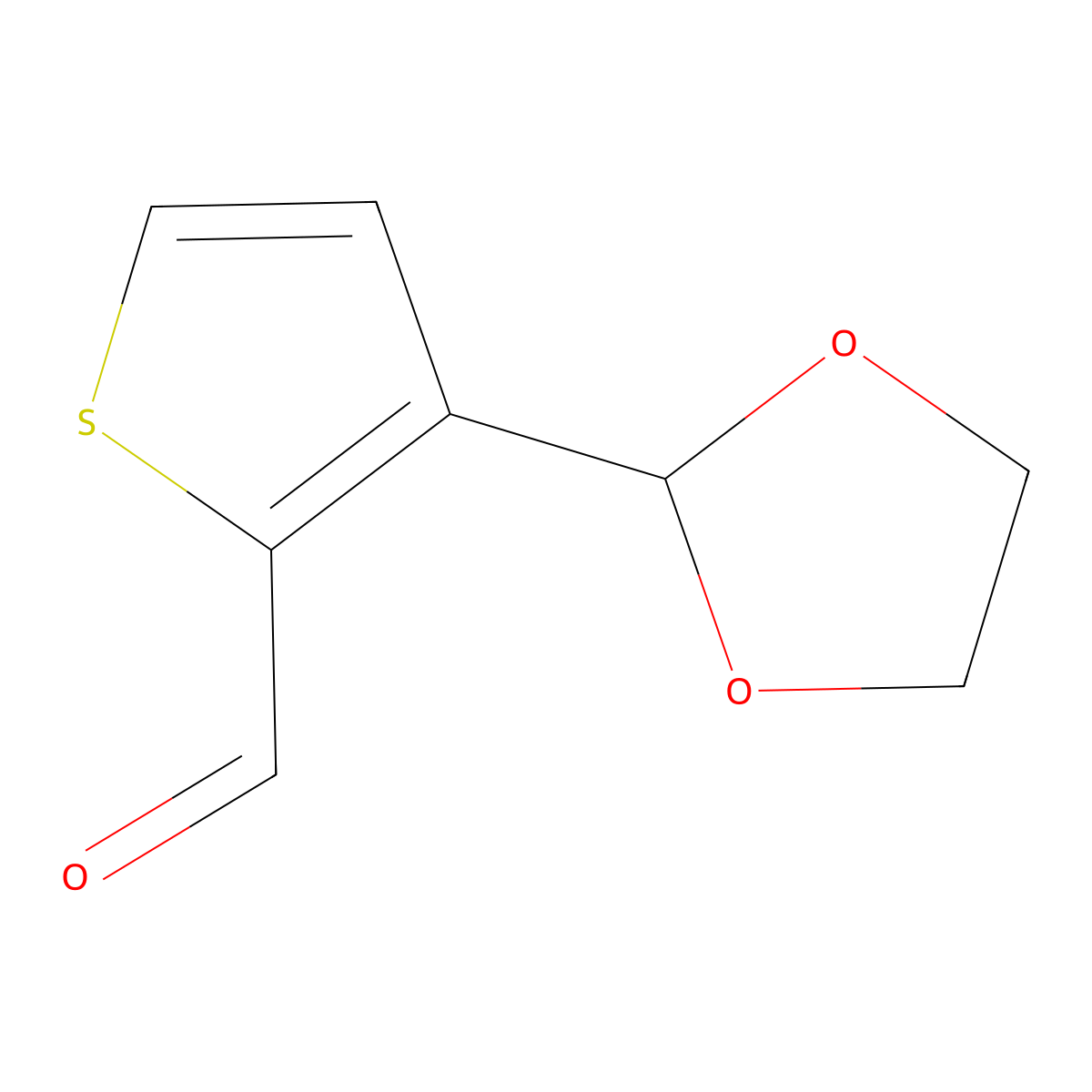 3-(1,3-Dioxolan-2-yl)thiophene-2-carbaldehyde molecular structure, CAS 13250-83-4