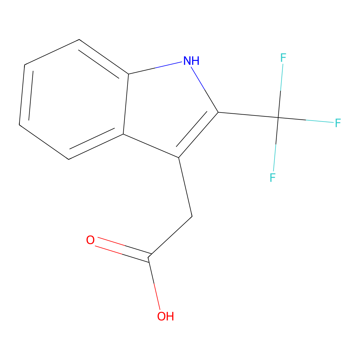 2-(2-(Trifluoromethyl)-1H-indol-3-yl)acetic acid molecular structure, CAS 132502-93-3