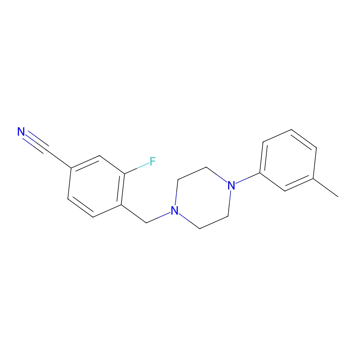 3-Fluoro-4-{[4-(3-methylphenyl)piperazin-1-yl]methyl}benzonitrile molecular structure, CAS 1325033-75-7