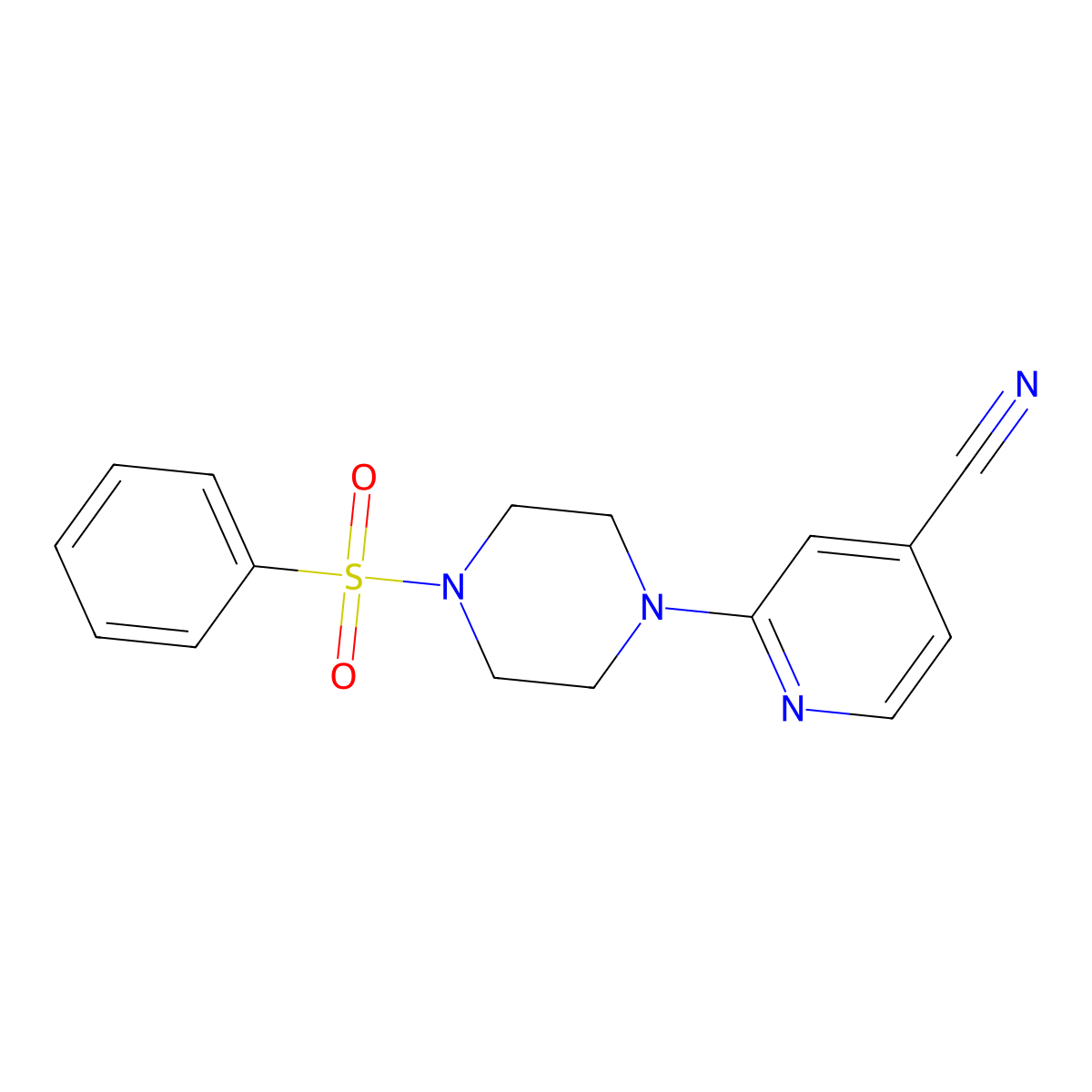 2-[4-(Benzenesulfonyl)piperazin-1-yl]pyridine-4-carbonitrile molecular structure, CAS 1325038-90-1
