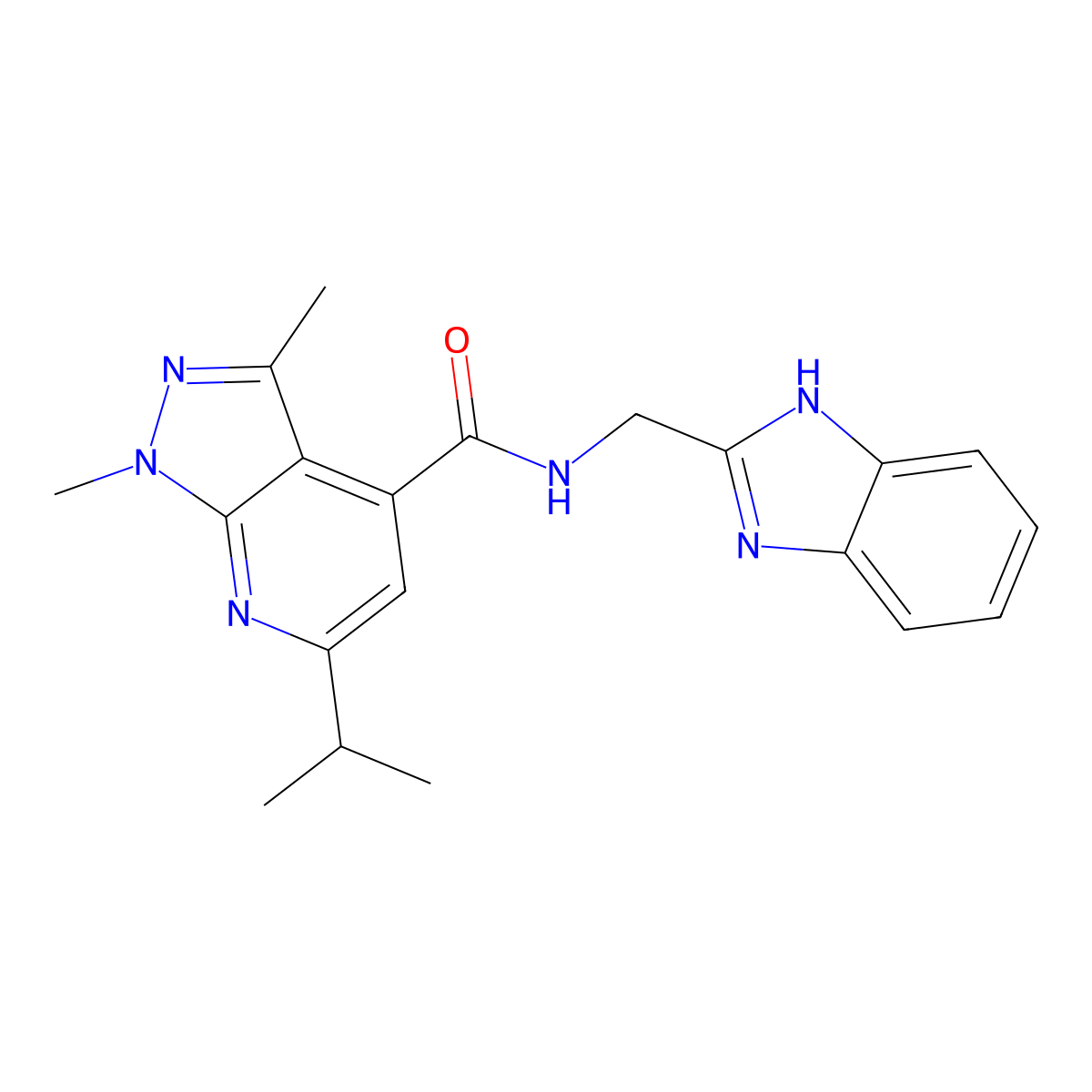 N-(1H-1,3-benzimidazol-2-ylmethyl)-6-isopropyl-1,3-dimethyl-1H-pyrazolo[3,4-b]pyridine-4-carboxamide molecular structure, CAS 1325063-87-3