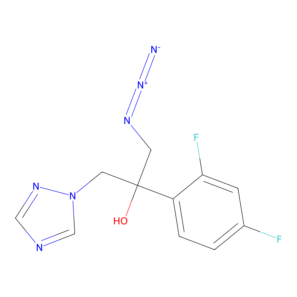 1-Azido-2-(2,4-difluorophenyl)-3-(1H-1,2,4-triazol-1-yl)propan-2-ol molecular structure, CAS 132507-80-3
