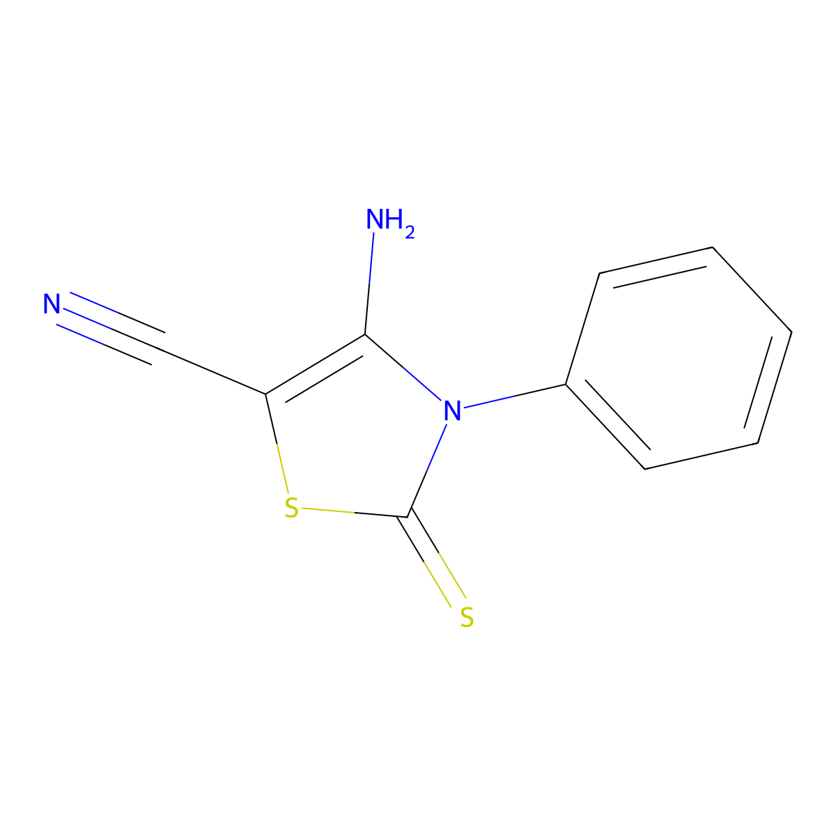 4-Amino-5-cyano-2,3-dihydro-3-phenyl-2-thioxothiazole molecular structure, CAS 13251-19-9