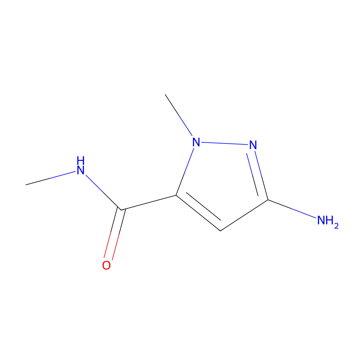 3-amino-N,1-dimethyl-1H-pyrazole-5-carboxamide molecular structure, CAS 1325147-95-2
