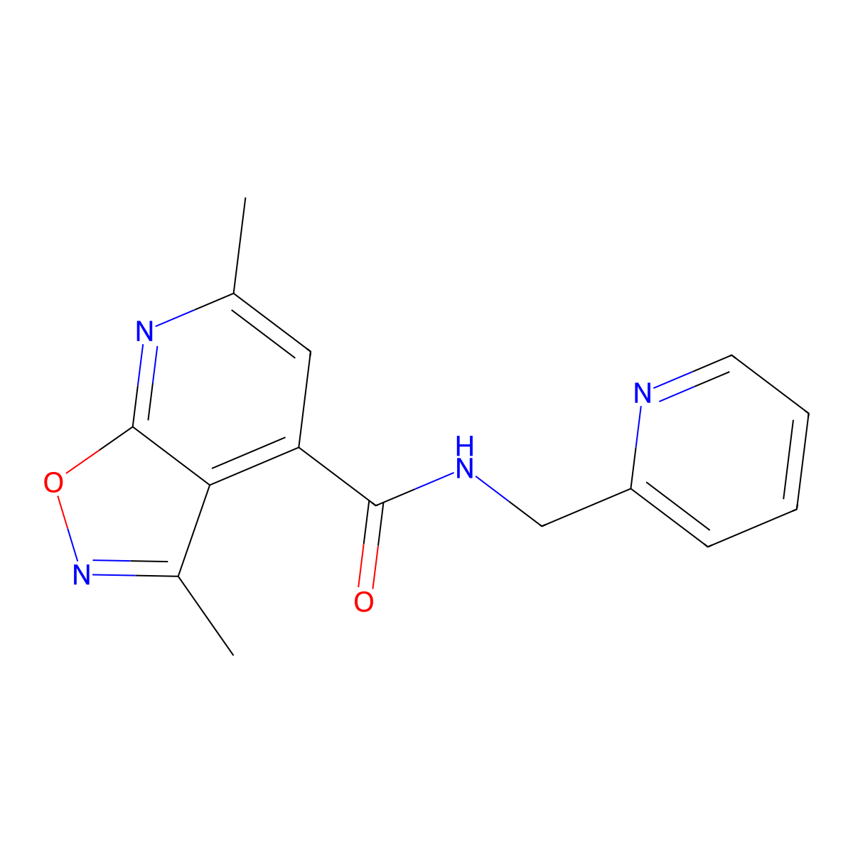 3,6-dimethyl-N~4~-(2-pyridylmethyl)isoxazolo[5,4-b]pyridine-4-carboxamide molecular structure, CAS 1325180-17-3