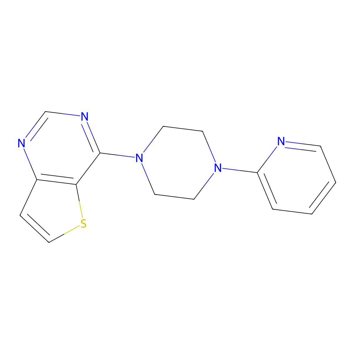 1-(Pyridin-2-yl)-4-{thieno[3,2-d]pyrimidin-4-yl}piperazine molecular structure, CAS 1325197-43-0