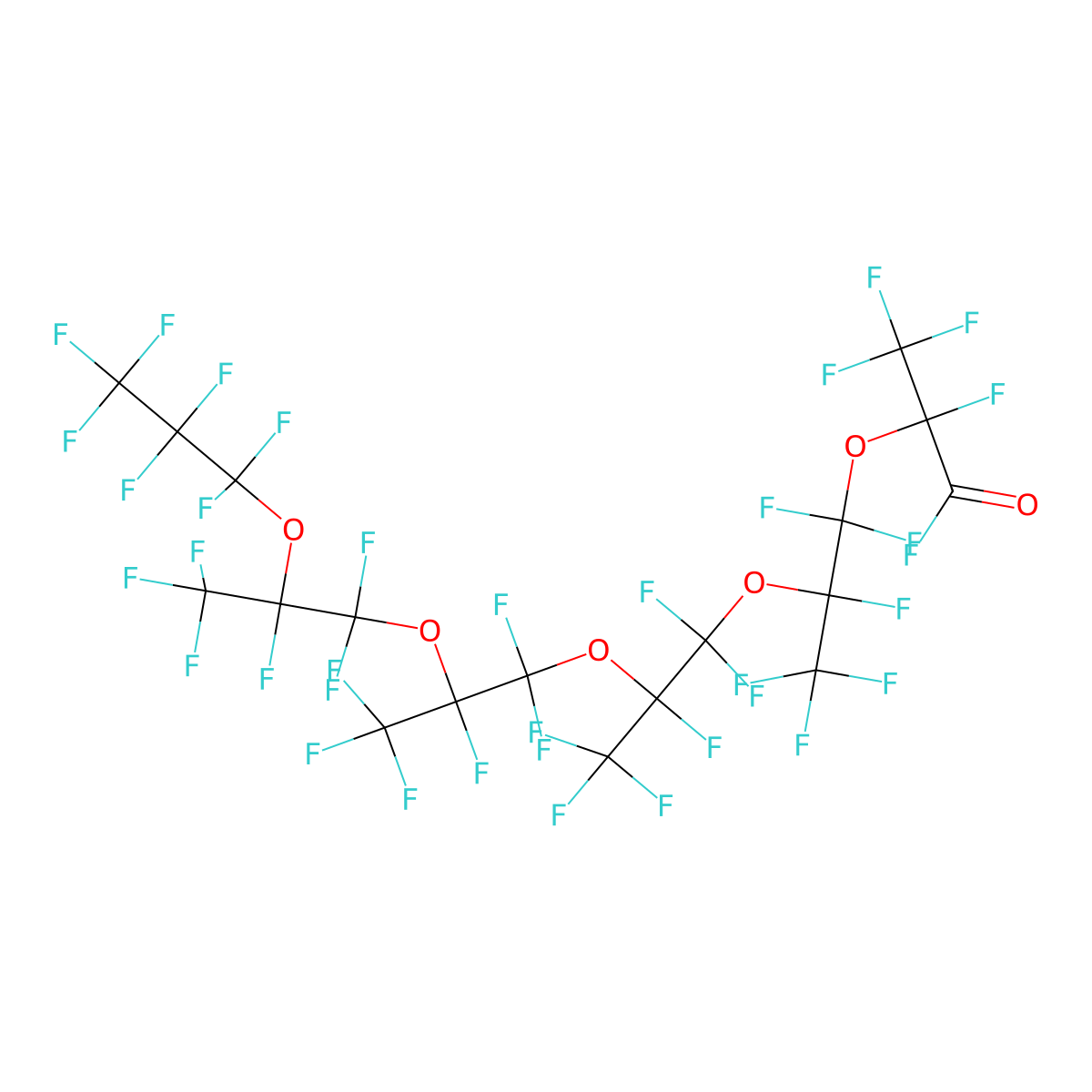 3,6,9,12,15-Pentaoxaoctadecanoyl fluoride, 2,4,4,5,7,7,8,10,10,11,13,13,14,16,16,17,17,18,18,18-eicosafluoro-2,5,8,11,14-pentakis(trifluoromethyl)- molecular structure, CAS 13252-15-8