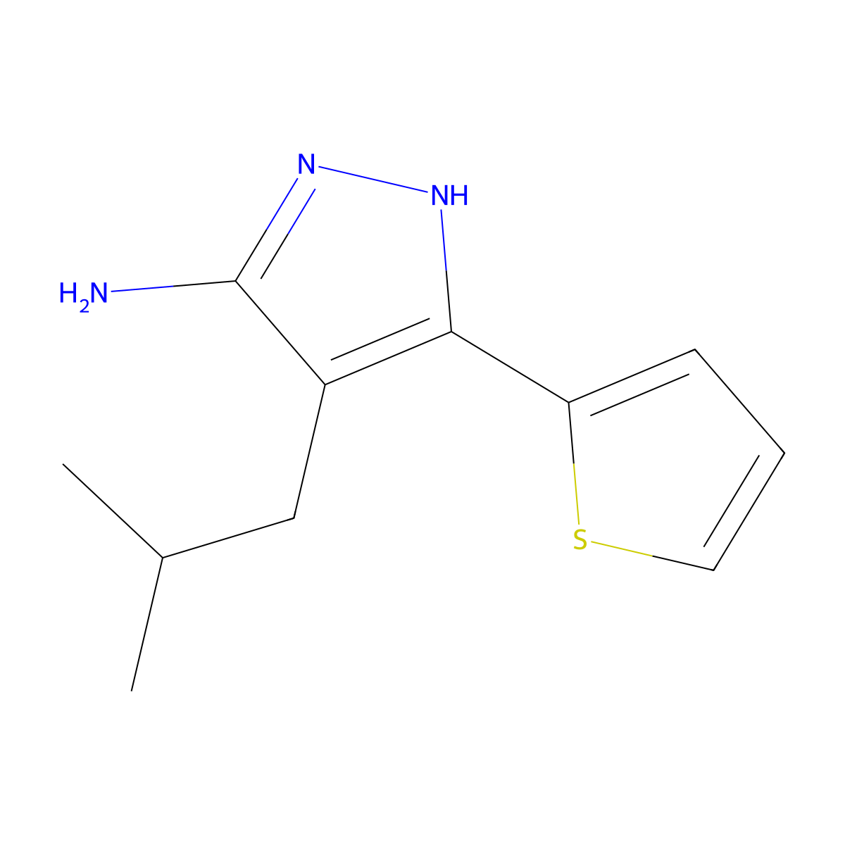 4-Isobutyl-3-(thiophen-2-yl)-1h-pyrazol-5-amine molecular structure, CAS 1325202-72-9