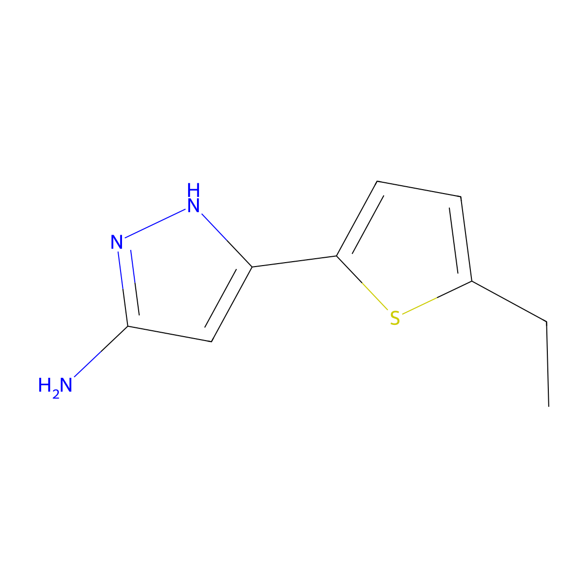 3-(5-ethylthiophen-2-yl)-1H-pyrazol-5-amine molecular structure, CAS 1325205-45-5
