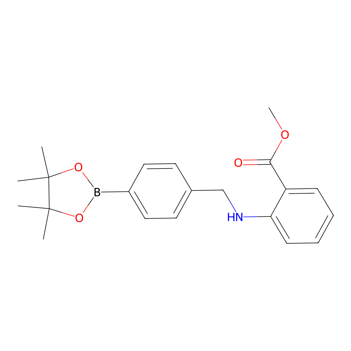 Methyl 2-((4-(4,4,5,5-tetramethyl-1,3,2-dioxaborolan-2-yl)benzyl)amino)benzoate molecular structure, CAS 1325206-78-7