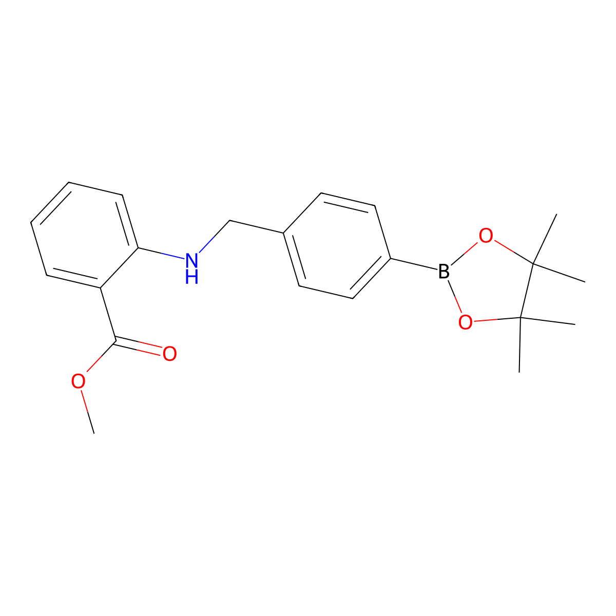 Methyl 2-((4-(4,4,5,5-tetramethyl-1,3,2-dioxaborolan-2-yl)benzyl)amino)benzoate molecular structure, CAS 1325206-78-7