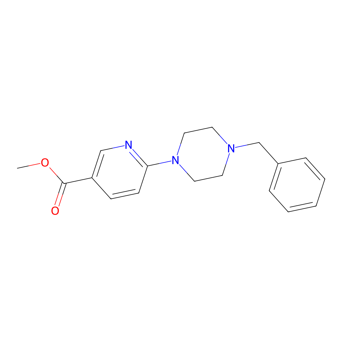 Methyl 6-(4-benzylpiperazino)nicotinate molecular structure, CAS 132521-74-5