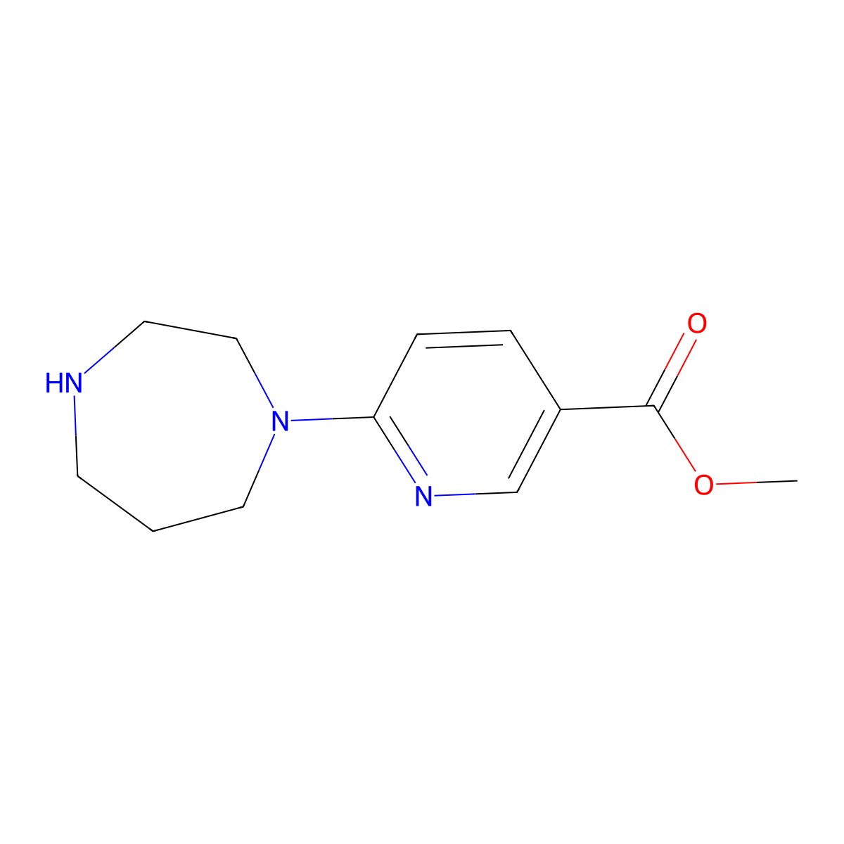 Methyl 6-(1,4-diazepan-1-yl)nicotinate molecular structure, CAS 132521-77-8