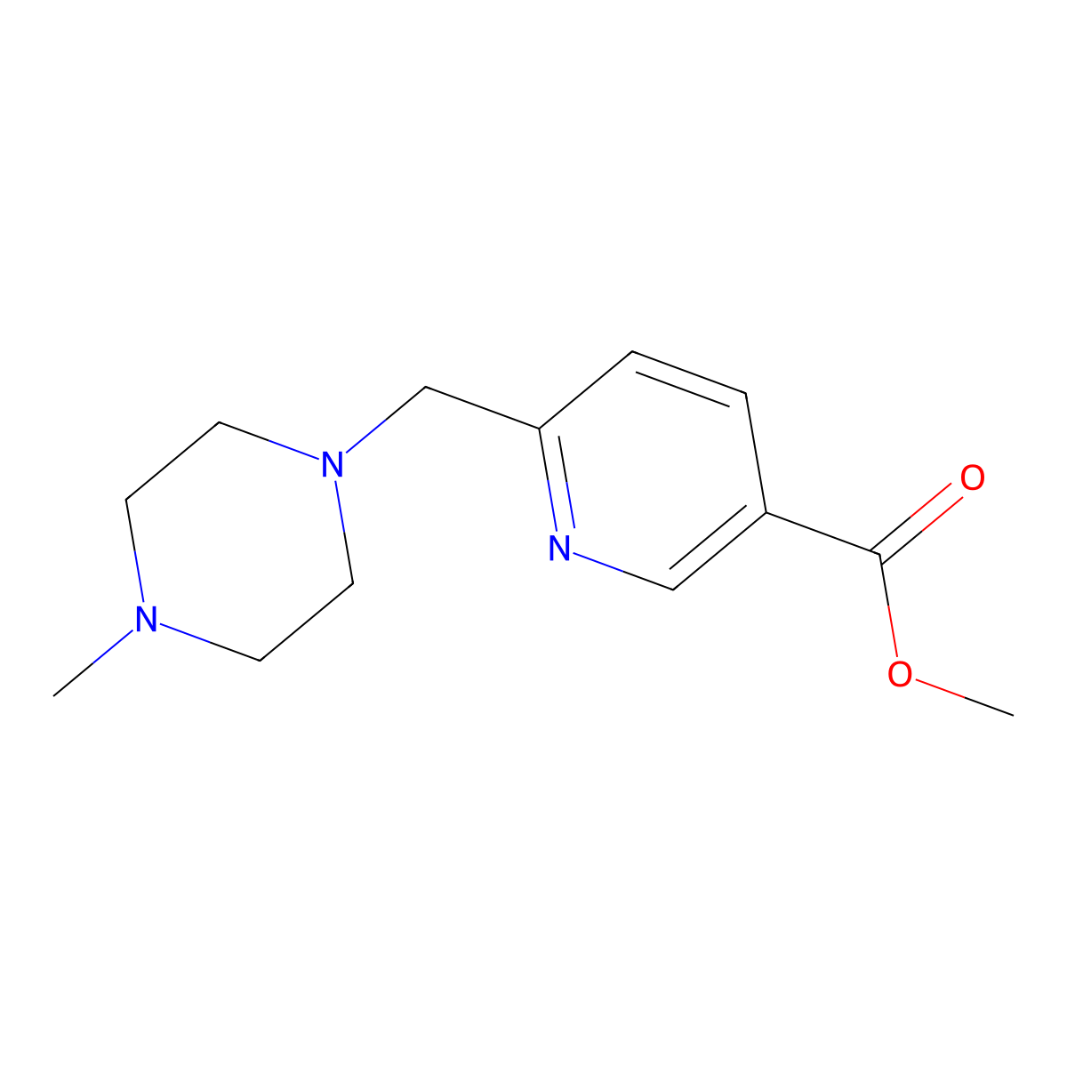 Methyl 6-((4-methylpiperazin-1-yl)methyl)nicotinate molecular structure, CAS 132521-81-4
