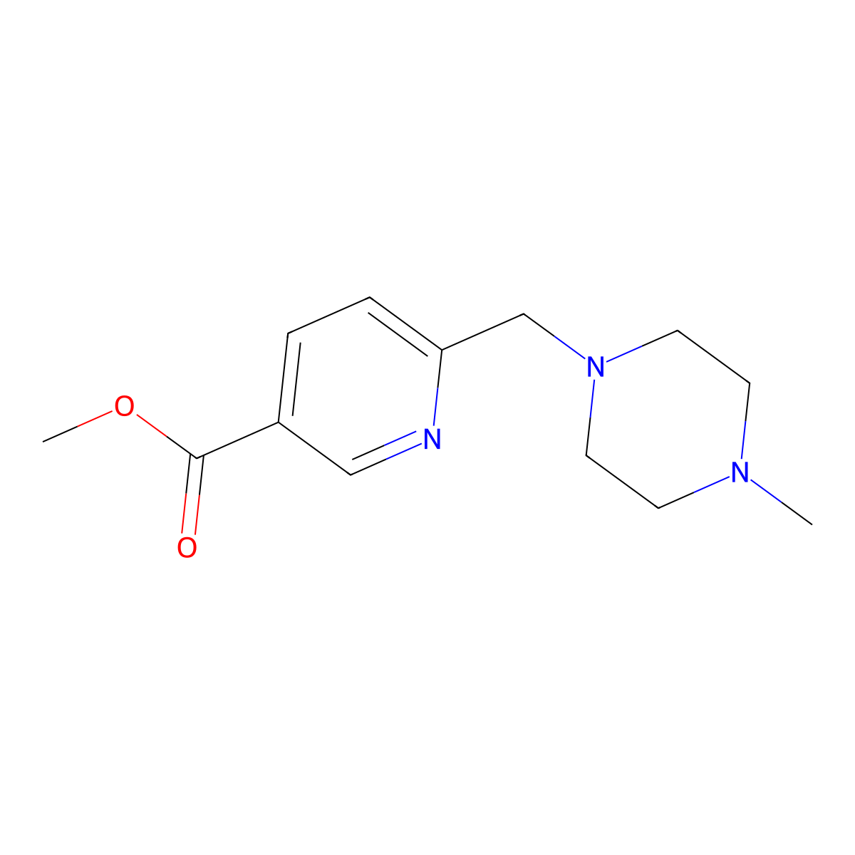 Methyl 6-((4-methylpiperazin-1-yl)methyl)nicotinate molecular structure, CAS 132521-81-4