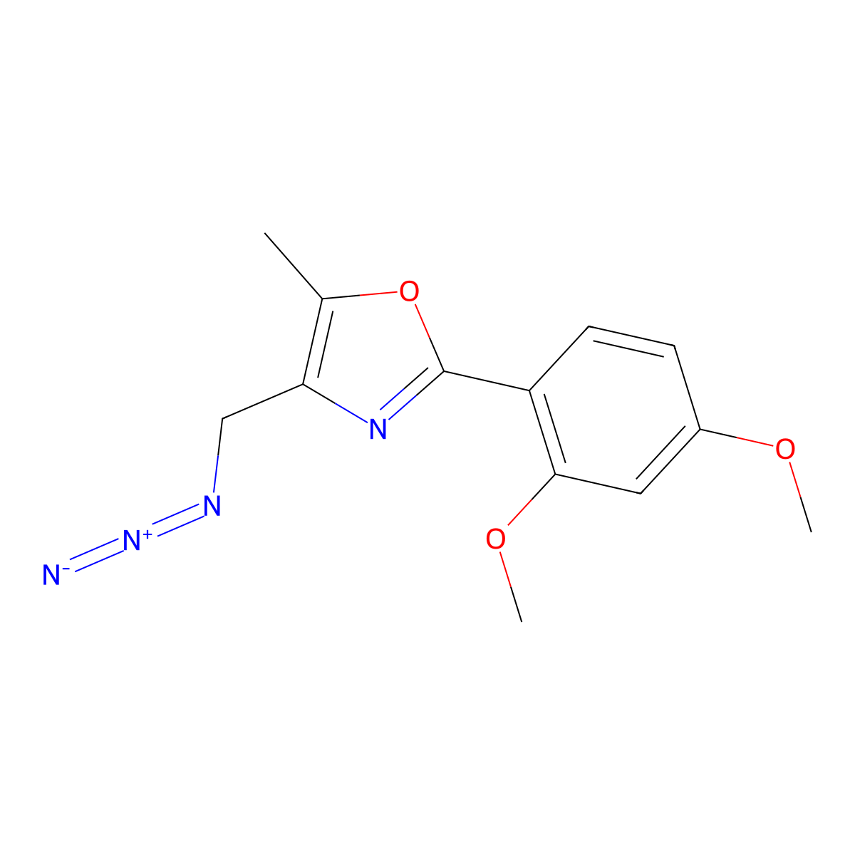 4-(Azidomethyl)-2-(2,4-dimethoxyphenyl)-5-methyl-1,3-oxazole molecular structure, CAS 1325303-21-6