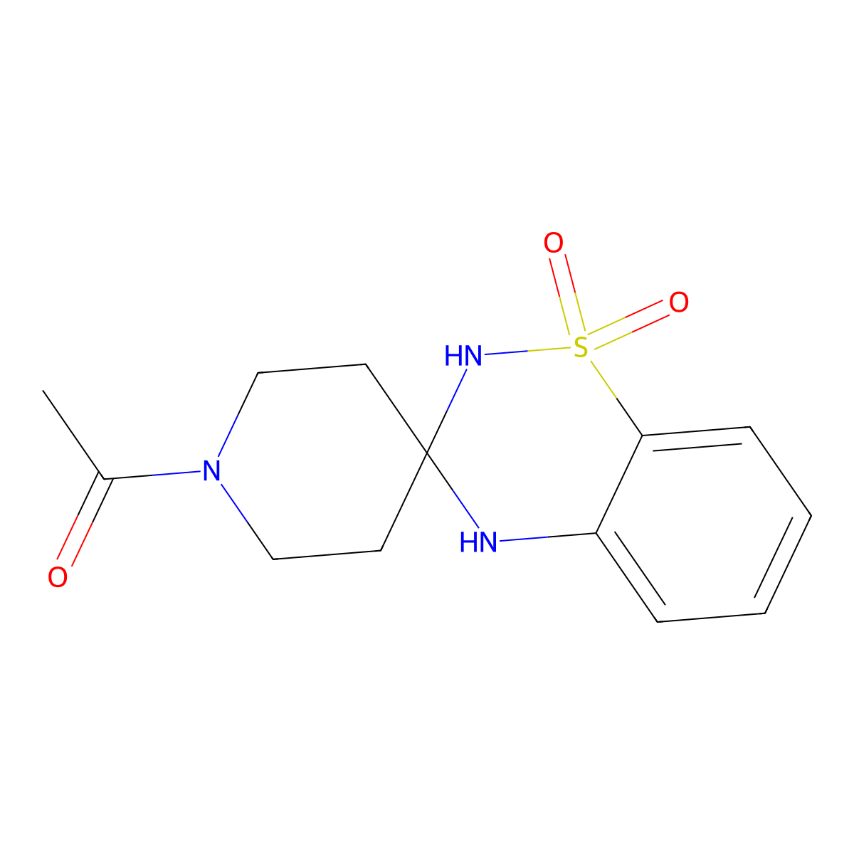 1-(1,1-dioxido-1'H,4H-spiro[1,2,4-benzothiadiazine-3,4'-piperidin]-1'-yl)ethanone molecular structure, CAS 1325303-25-0