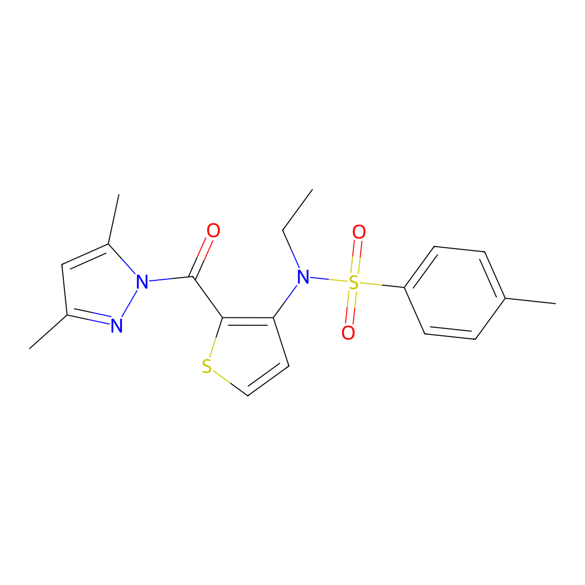 N-{2-[(3,5-dimethyl-1H-pyrazol-1-yl)carbonyl]thiophen-3-yl}-N-ethyl-4-methylbenzenesulfonamide molecular structure, CAS 1325303-32-9