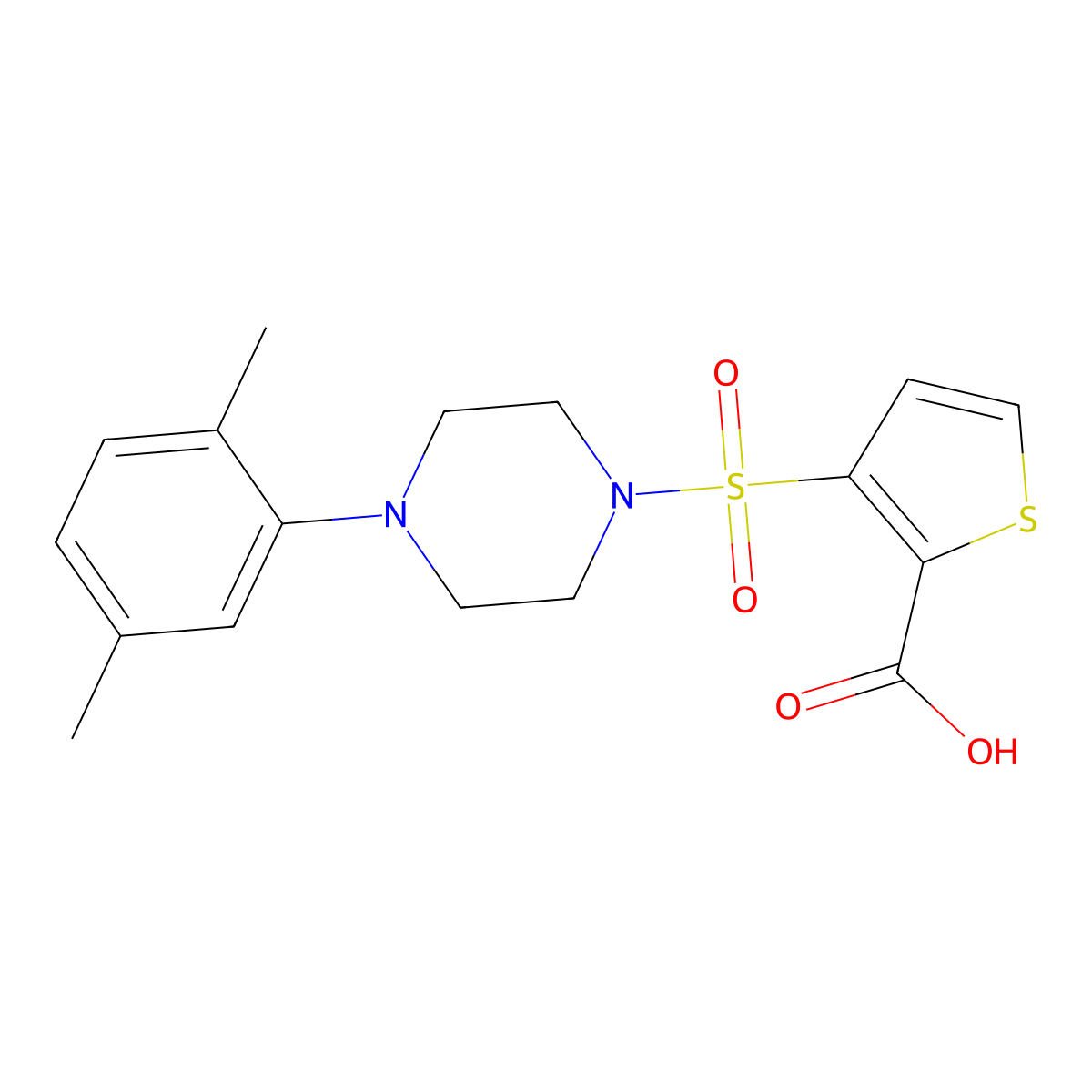 3-{[4-(2,5-Dimethylphenyl)piperazin-1-yl]sulfonyl}thiophene-2-carboxylic acid molecular structure, CAS 1325303-47-6