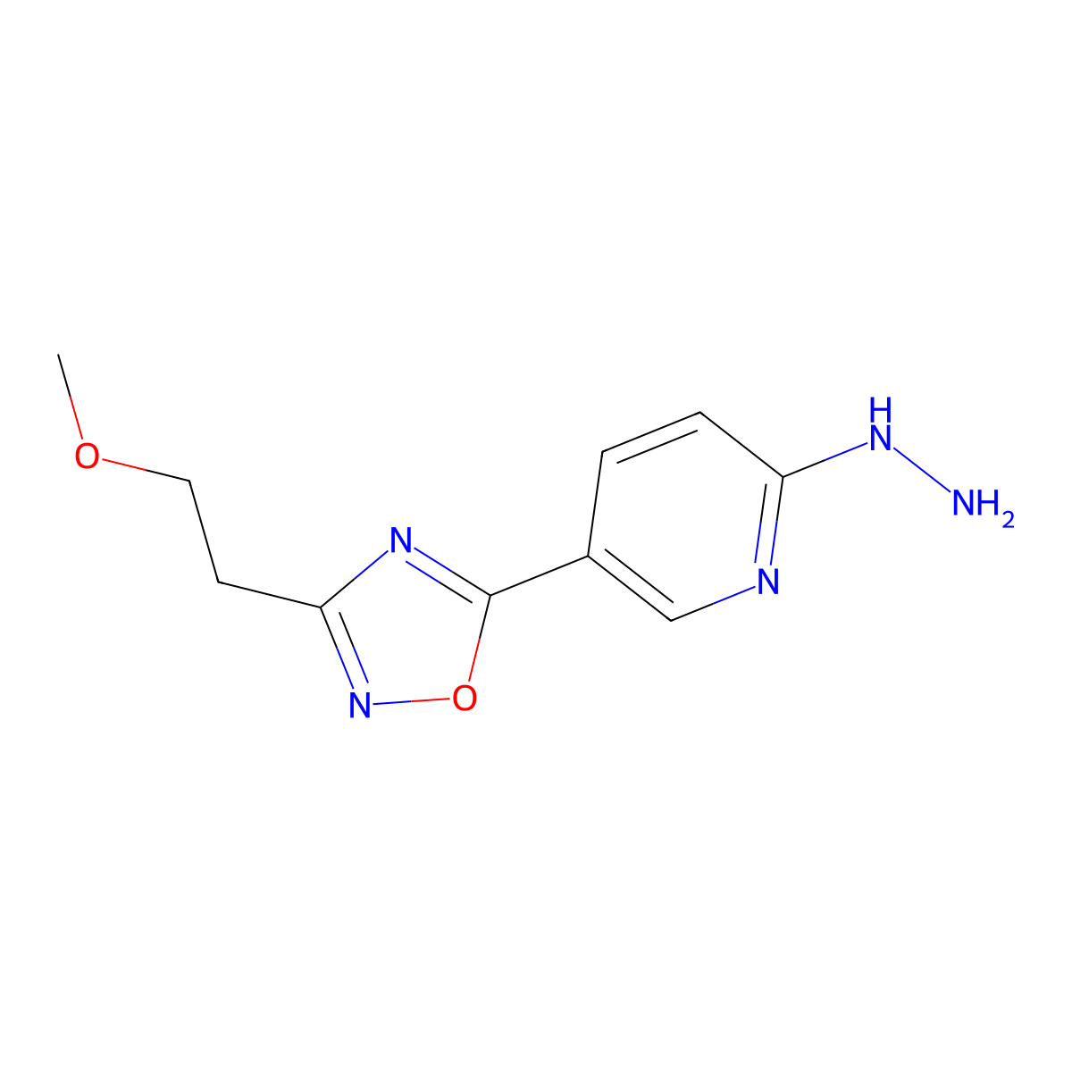 2-Hydrazino-5-[3-(2-methoxyethyl)-1,2,4-oxadiazol-5-yl]pyridine molecular structure, CAS 1325303-55-6