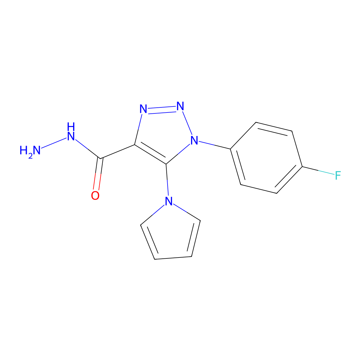 1-(4-fluorophenyl)-5-(1H-pyrrol-1-yl)-1H-1,2,3-triazole-4-carbohydrazide molecular structure, CAS 1325303-57-8