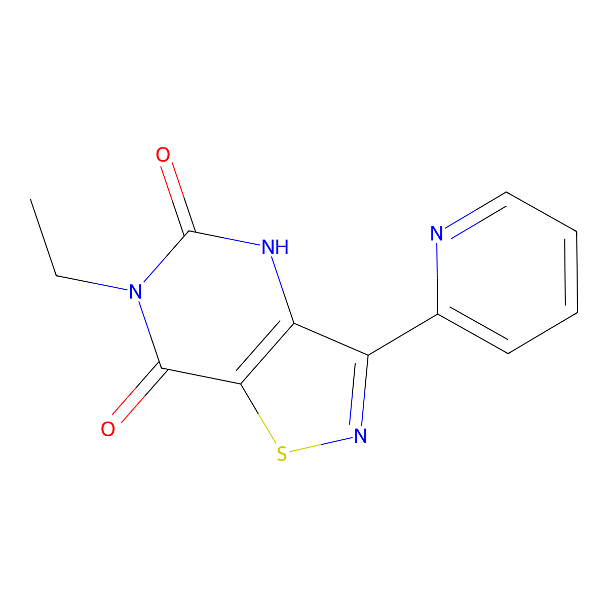 6-ethyl-3-pyridin-2-ylisothiazolo[4,5-d]pyrimidine-5,7(4H,6H)-dione molecular structure, CAS 1325303-58-9