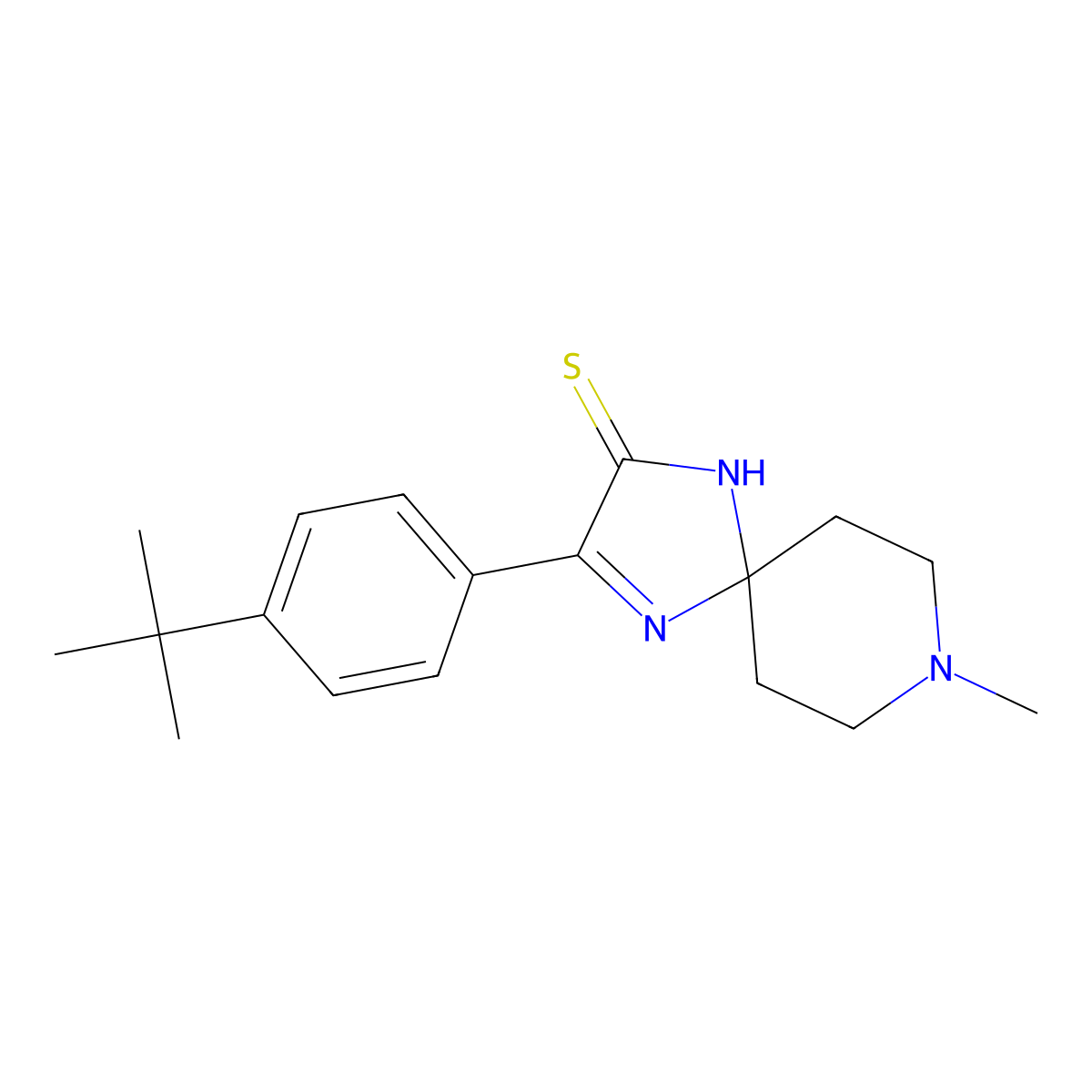 3-(4-Tert-butylphenyl)-8-methyl-1,4,8-triazaspiro[4.5]dec-3-ene-2-thione molecular structure, CAS 1325303-60-3